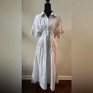 Anthro Inspired Toni Shirt Dress Black and White Striped Maxi Dress